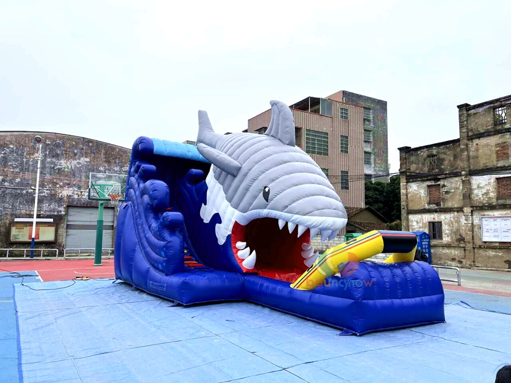 Commercial Inflatable Shark Water Slide with Pool for Playground Easy Setup and Safe Design