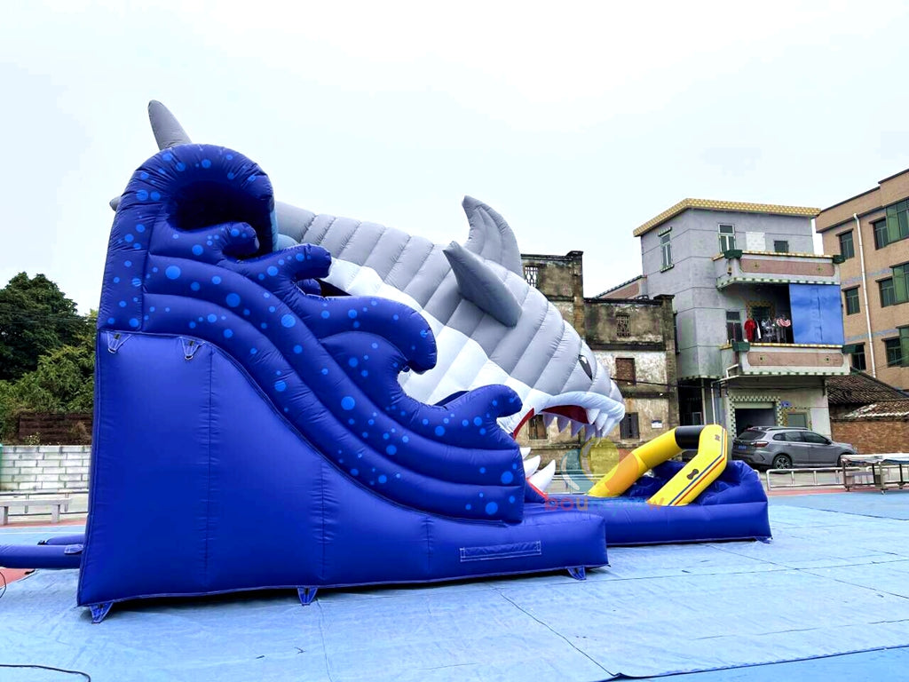 Commercial Inflatable Shark Water Slide with Pool for Playground Easy Setup and Safe Design