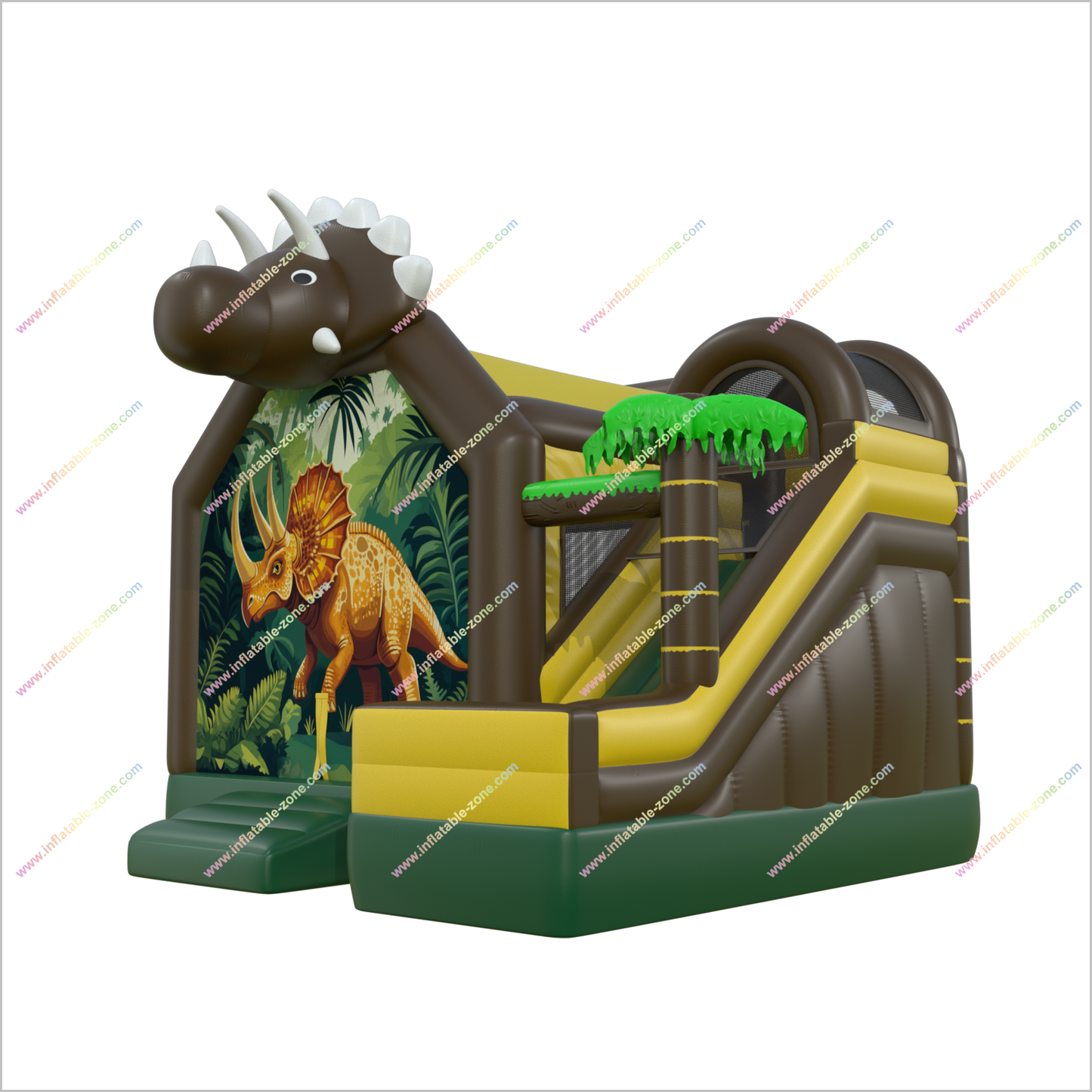 Dinosaur Themed Party Large Bouncy Castle Slide Inflatable Triceratops Bouncing House With Slide Combo Products - Inflatable-Zone