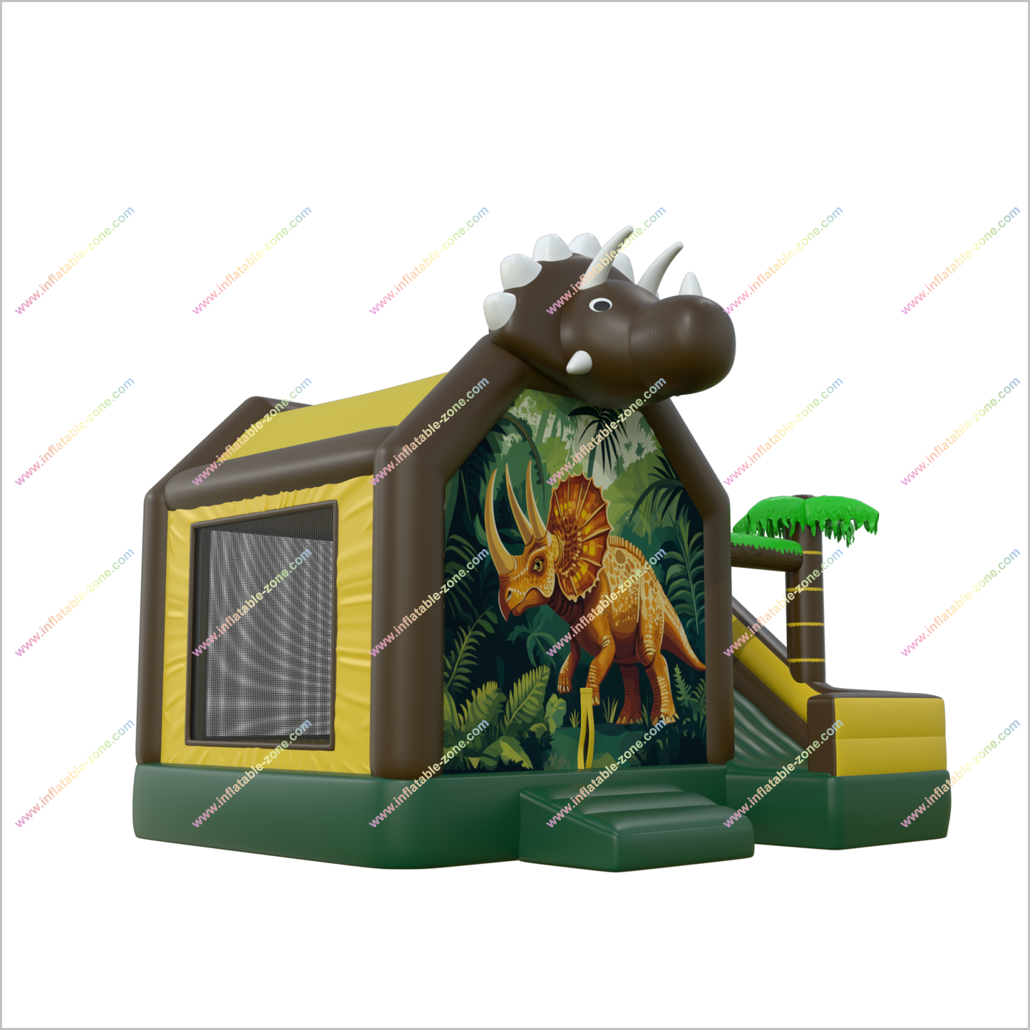 Dinosaur Themed Party Large Bouncy Castle Slide Inflatable Triceratops Bouncing House With Slide Combo Products - Inflatable-Zone
