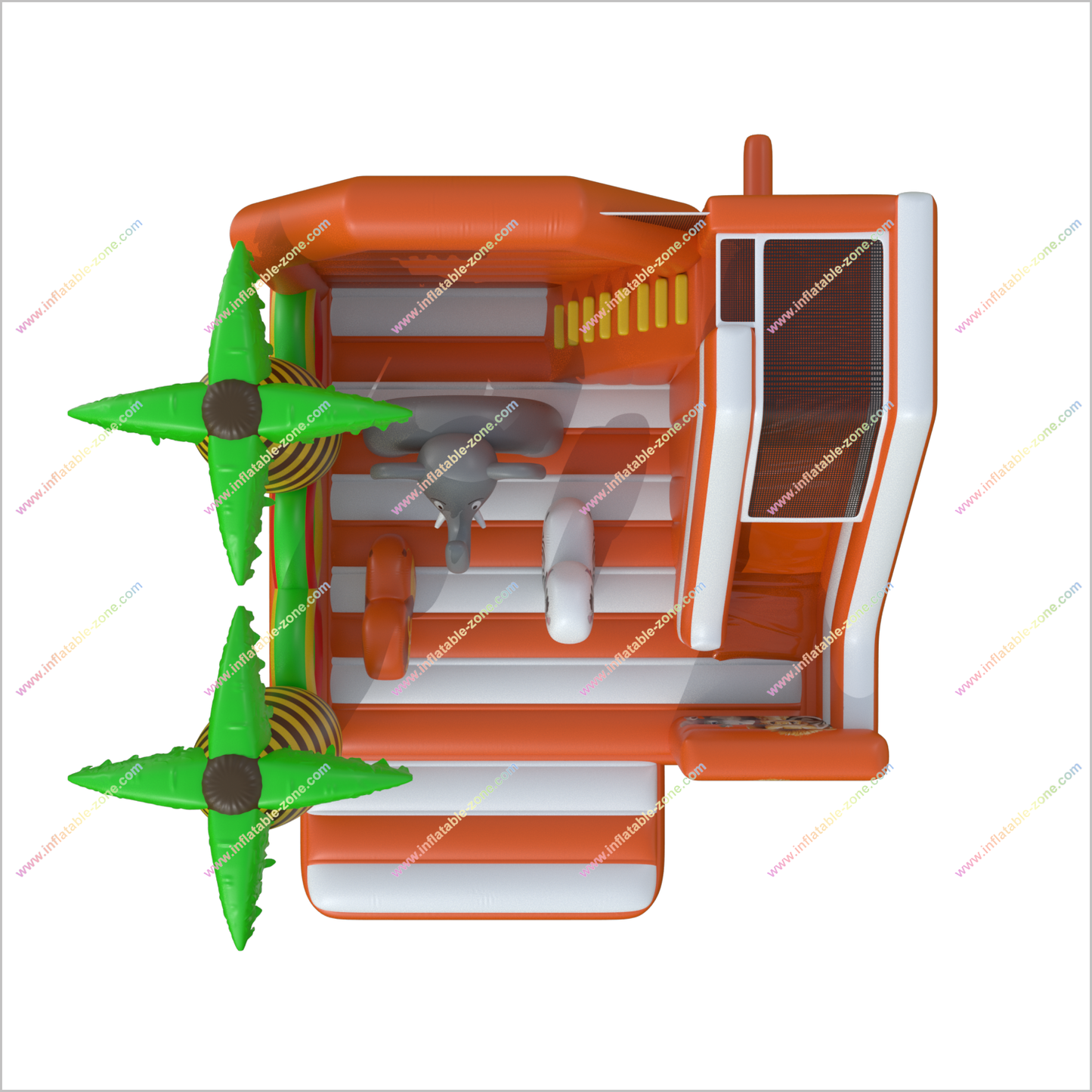 Orange Jungle Bounce And Slide Combo Animal Commercial Soft Play Equipment Inflatable Bouncer With Slide - Inflatable-Zone