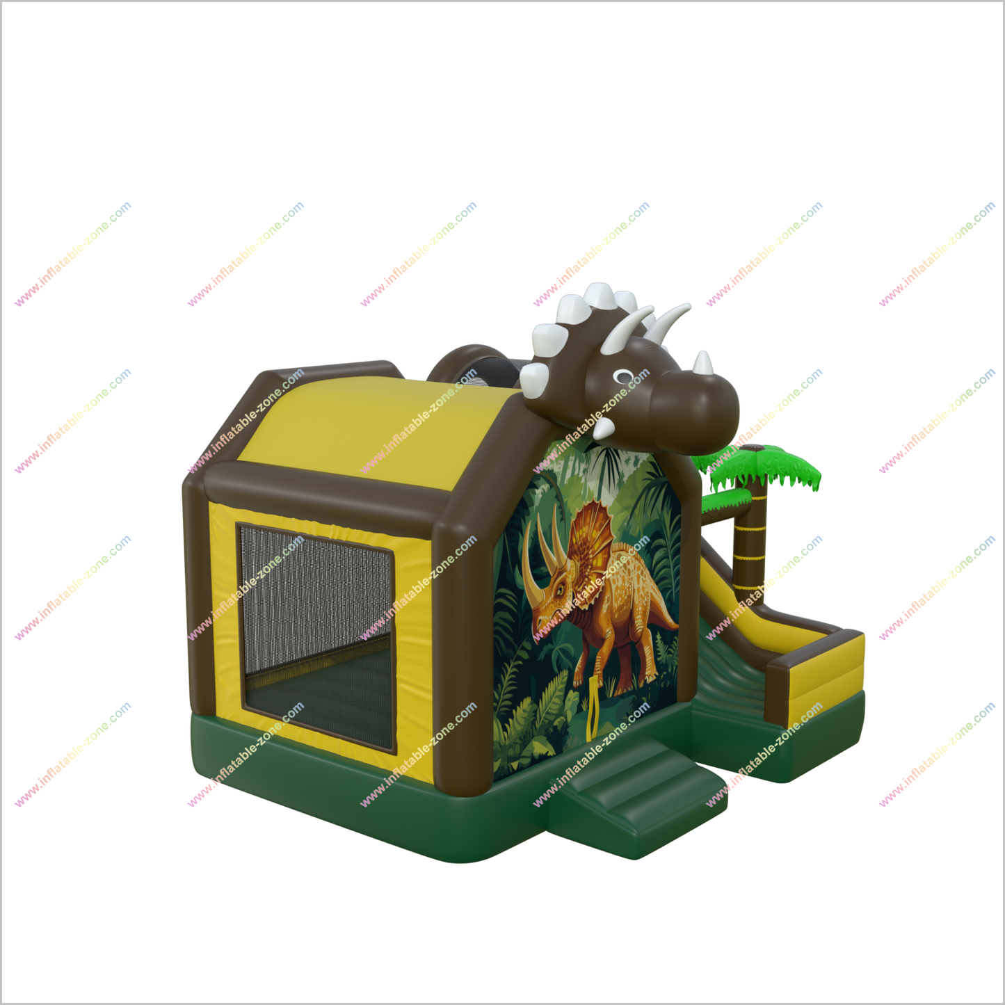 Dinosaur Themed Party Large Bouncy Castle Slide Inflatable Triceratops Bouncing House With Slide Combo Products - Inflatable-Zone