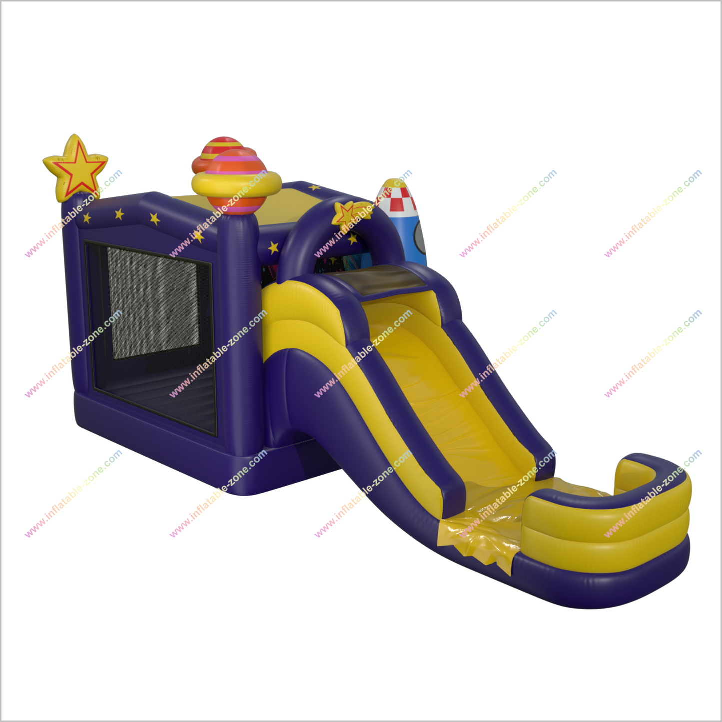 Space Themed Bouncy Castle With Water Slide Combo Inflatable Jumper Equipment Water Slide Bounce House Sale - Inflatable-Zone