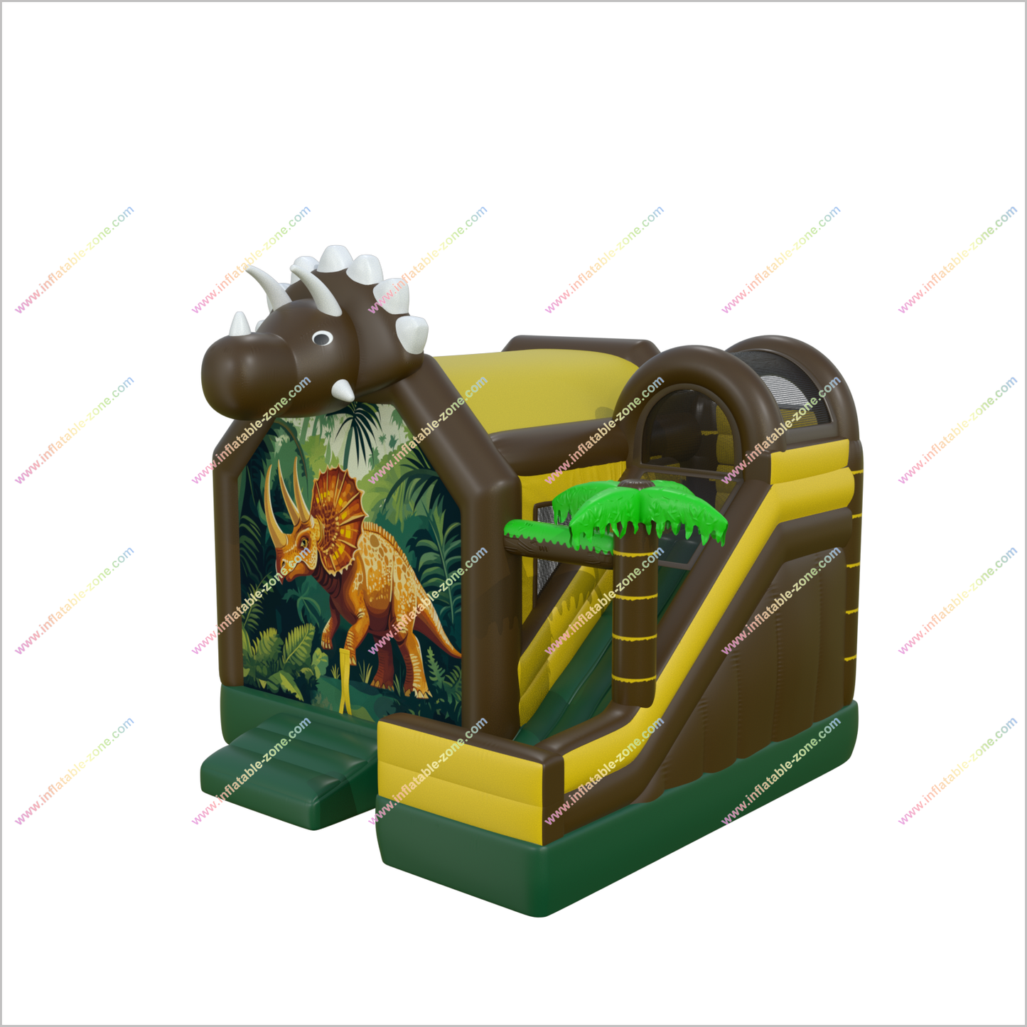 Dinosaur Themed Party Large Bouncy Castle Slide Inflatable Triceratops Bouncing House With Slide Combo Products - Inflatable-Zone