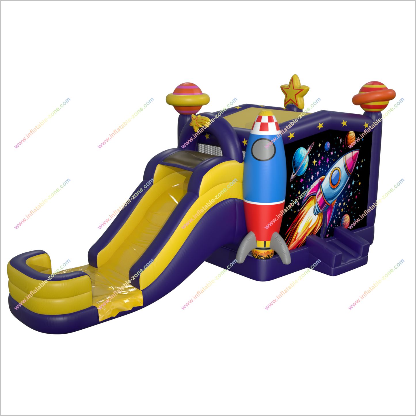 Space Themed Bouncy Castle With Water Slide Combo Inflatable Jumper Equipment Water Slide Bounce House Sale - Inflatable-Zone