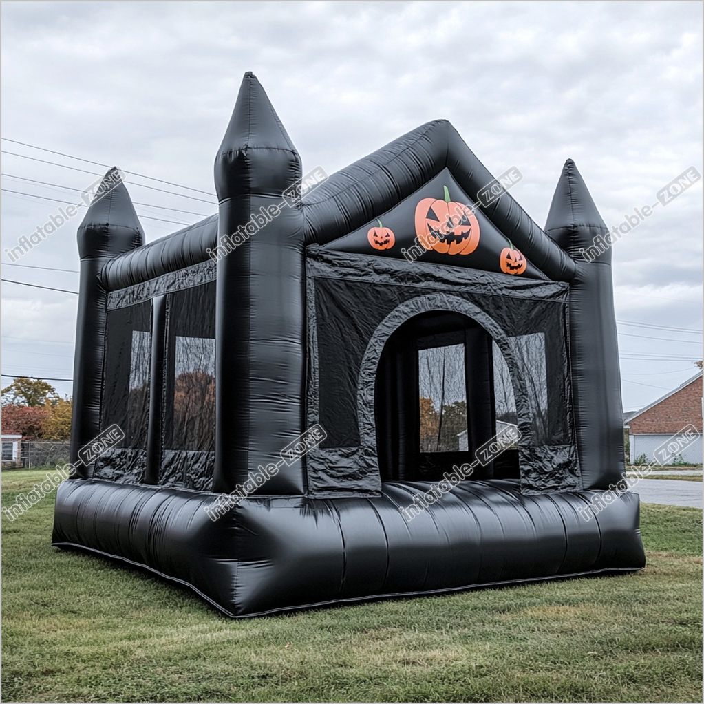 Black Jumping Castle Inflatable Playground Equipment Halloween Yard Inflatables Pumpkin Bounce House For Rent