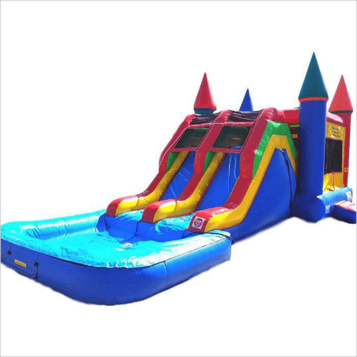 Double Lanes Inflatable Water Bounce House , Durable Attractive Water Slide Jumpy Castle - Inflatable-Zone