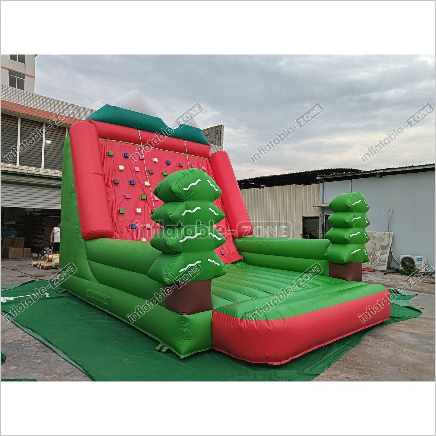 Inflatable Forest Theme Climbing Wall Bouncer Red And Blue Inflatable Sports Climbing Game - Inflatable-Zone