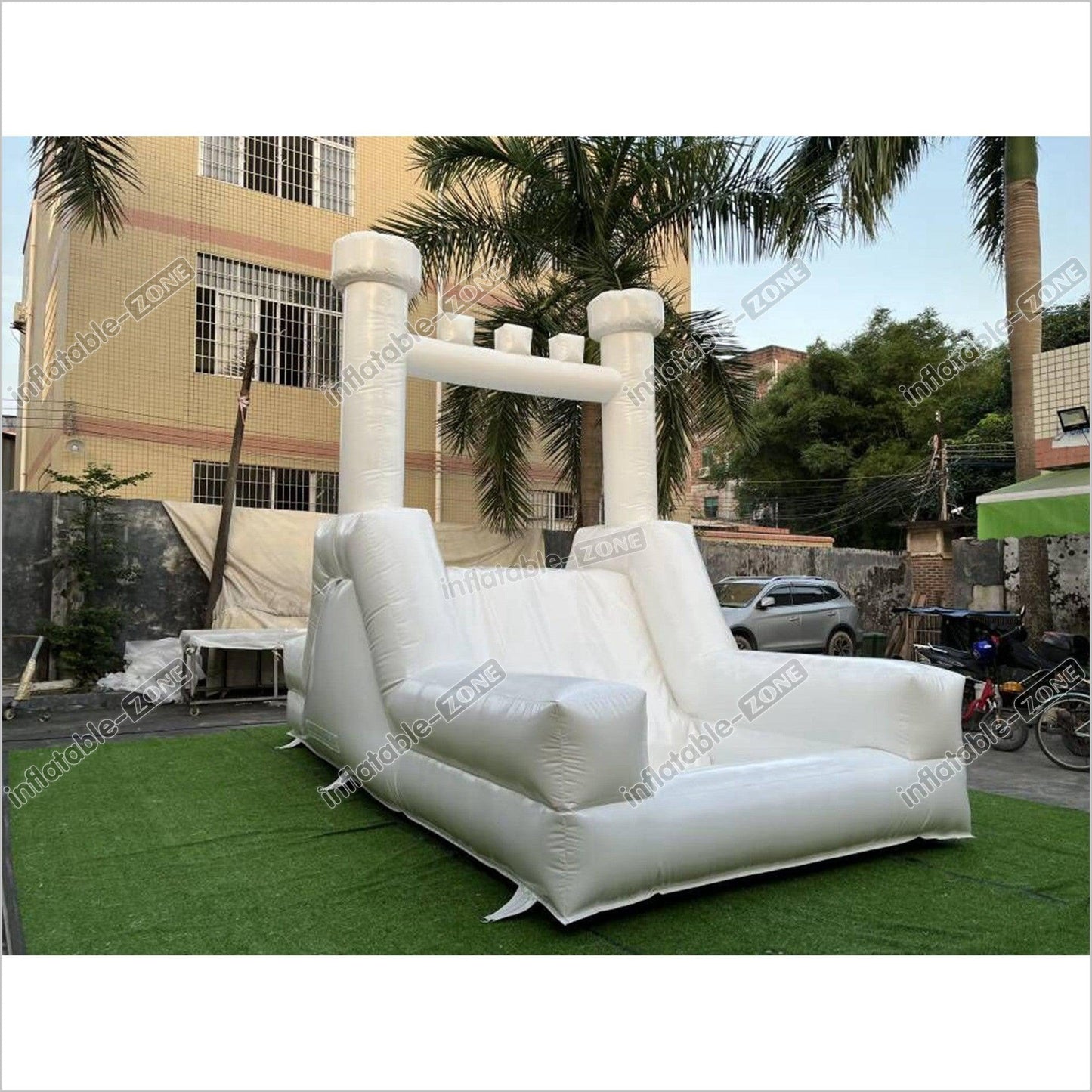 Inflatable White Bounce House With Slide Castle Wedding Jumping Castle - Inflatable-Zone