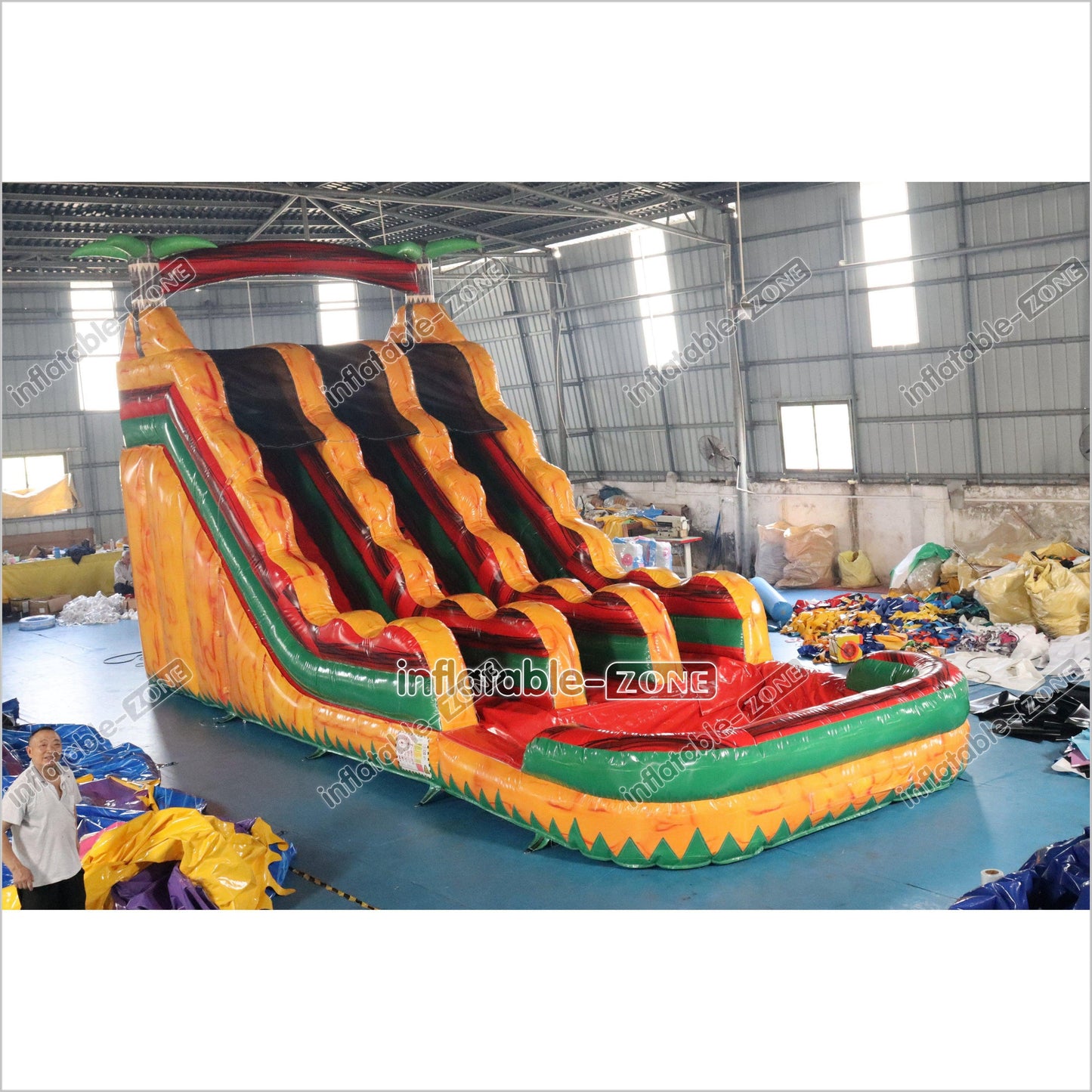 Tropical Giant Inflatable Slide With Pool Commercial Combo Large Inflatable Slides For Kids And Adults - Inflatable-Zone