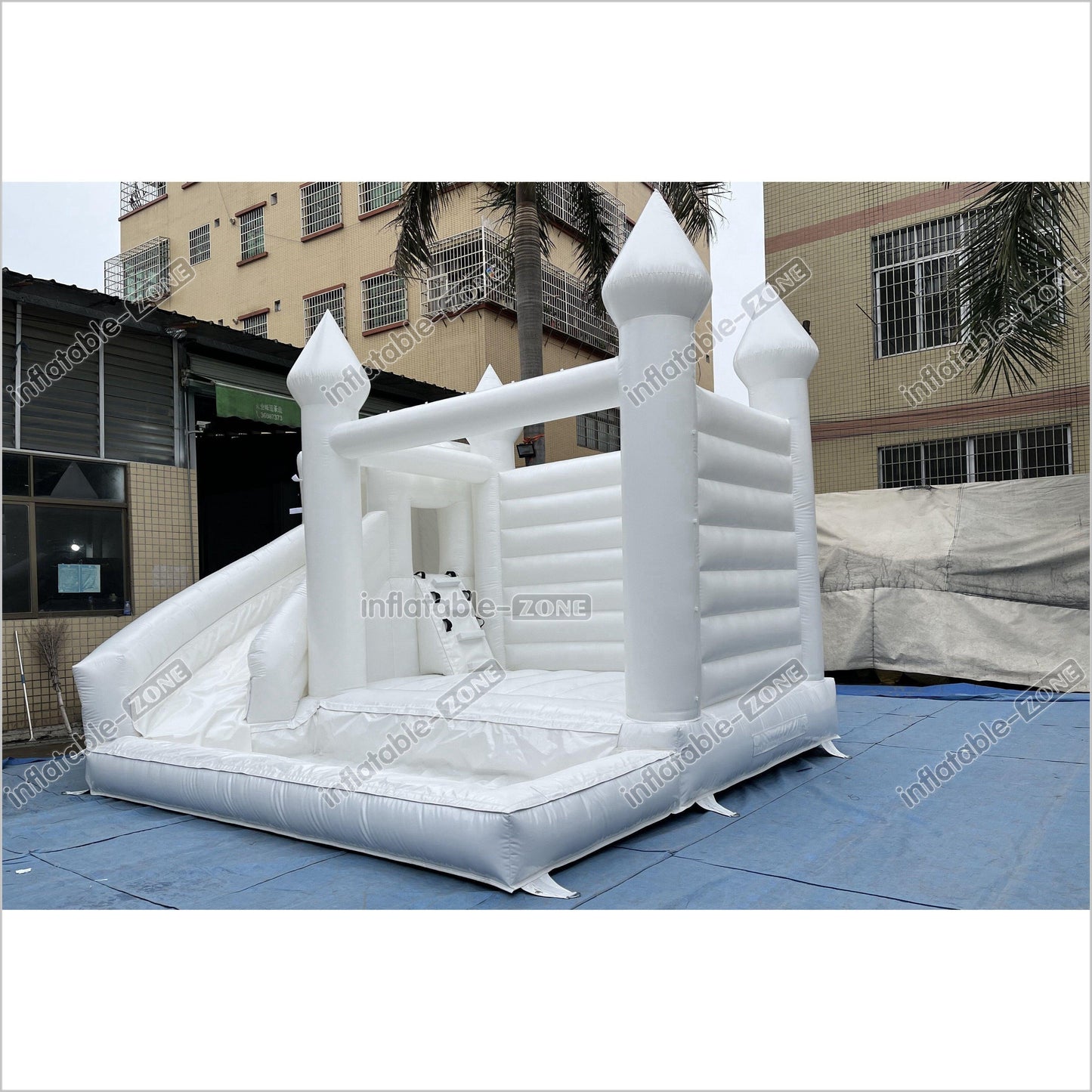 White Bounce House With Ball Pit Wedding Bouncy Castle With Slide Combo Party Inflatables - Inflatable-Zone
