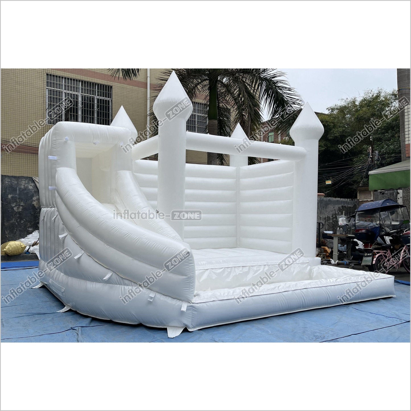 White Bounce House With Ball Pit Wedding Bouncy Castle With Slide Combo Party Inflatables - Inflatable-Zone