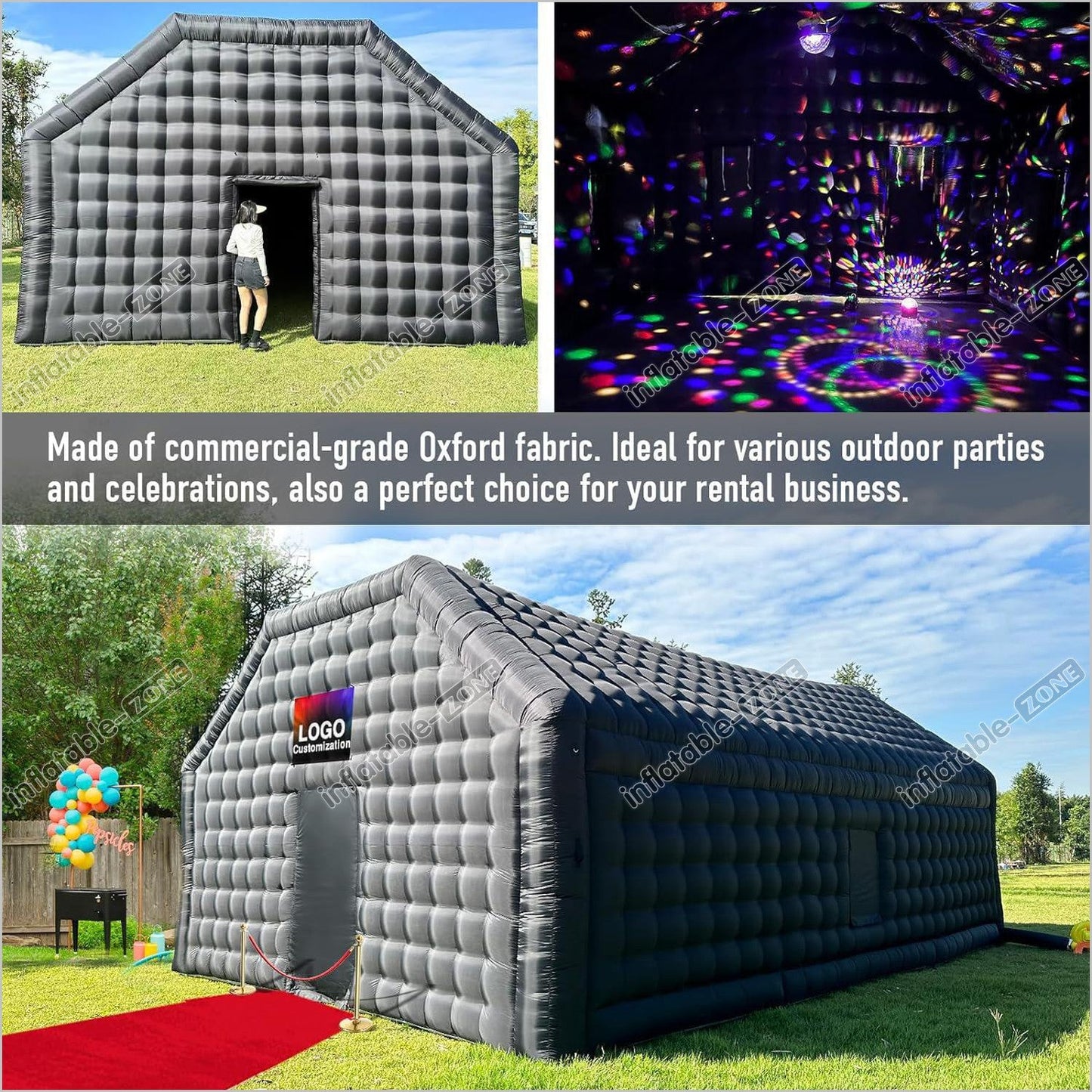 Black Inflatable Night Club Disco Cube Gazebo Event House with Logo Area Portable Large Inflatable Party Tent for Parties Events - Inflatable-Zone