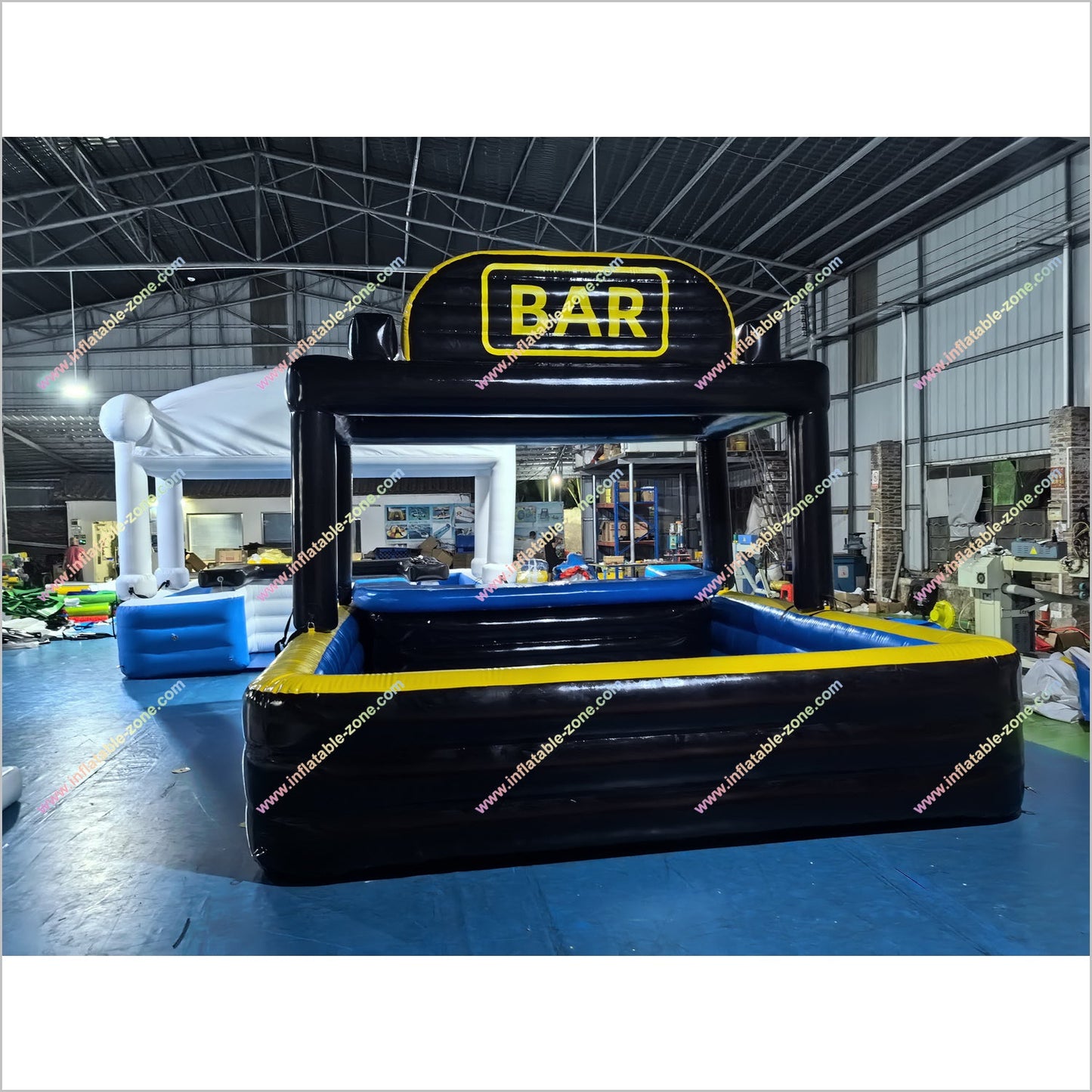 Black Yellow Blue Inflatable Pool Bar Party Soft Play Swimming Pool Floating Sport Bar With Pool Table - Inflatable-Zone