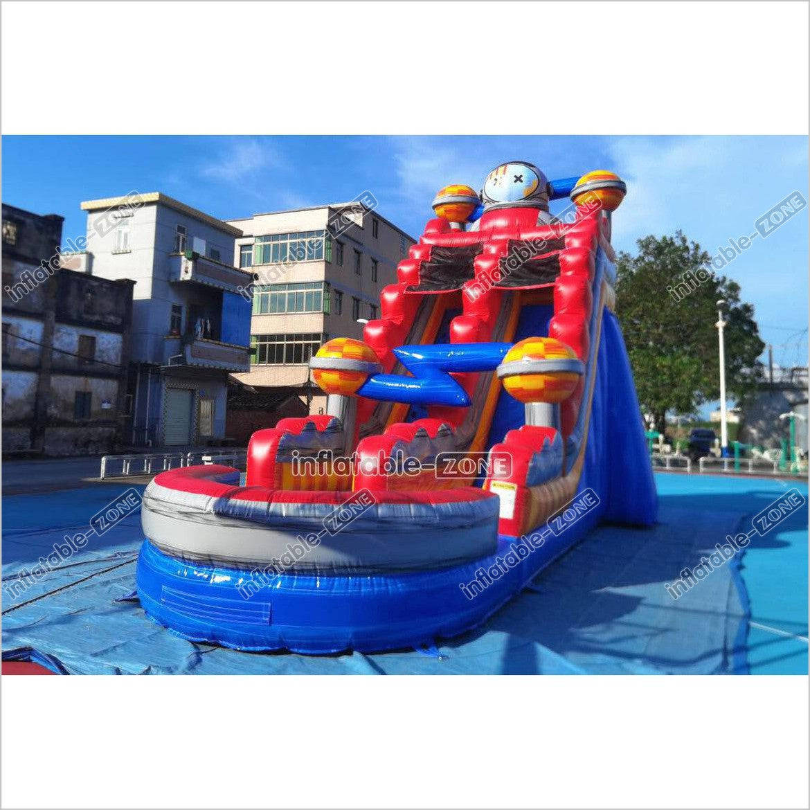 Space Astronaut Adventure Water Slide Outdoor Playground Inflatable Blow Up Water Slide With Splash Pool - Inflatable-Zone