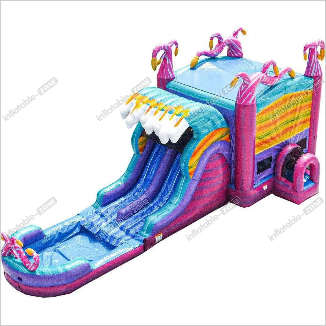 Double Slide Bounce House Wet Dry Combo Jungle Jump Inflatables Bouncy Castle Business - Inflatable-Zone