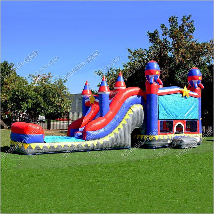 Rocket Bounce House Slides Combo Inflatable Jumping Castle Bouncy Time Party - Inflatable-Zone