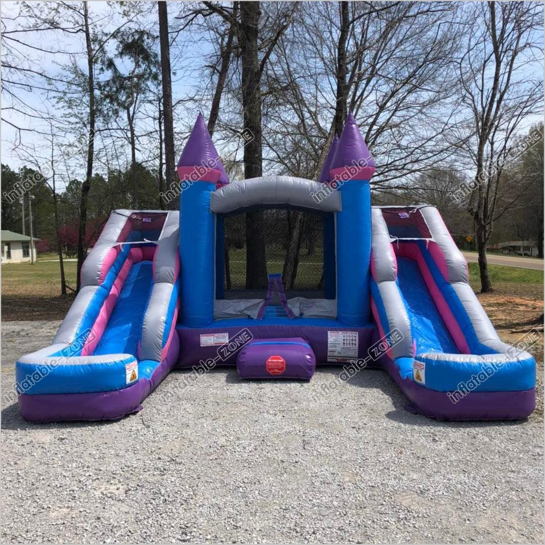 Double Slide Bounce House Wet Dry Combo Inflatable Trampoline Jumping Castle Obstacle Course - Inflatable-Zone