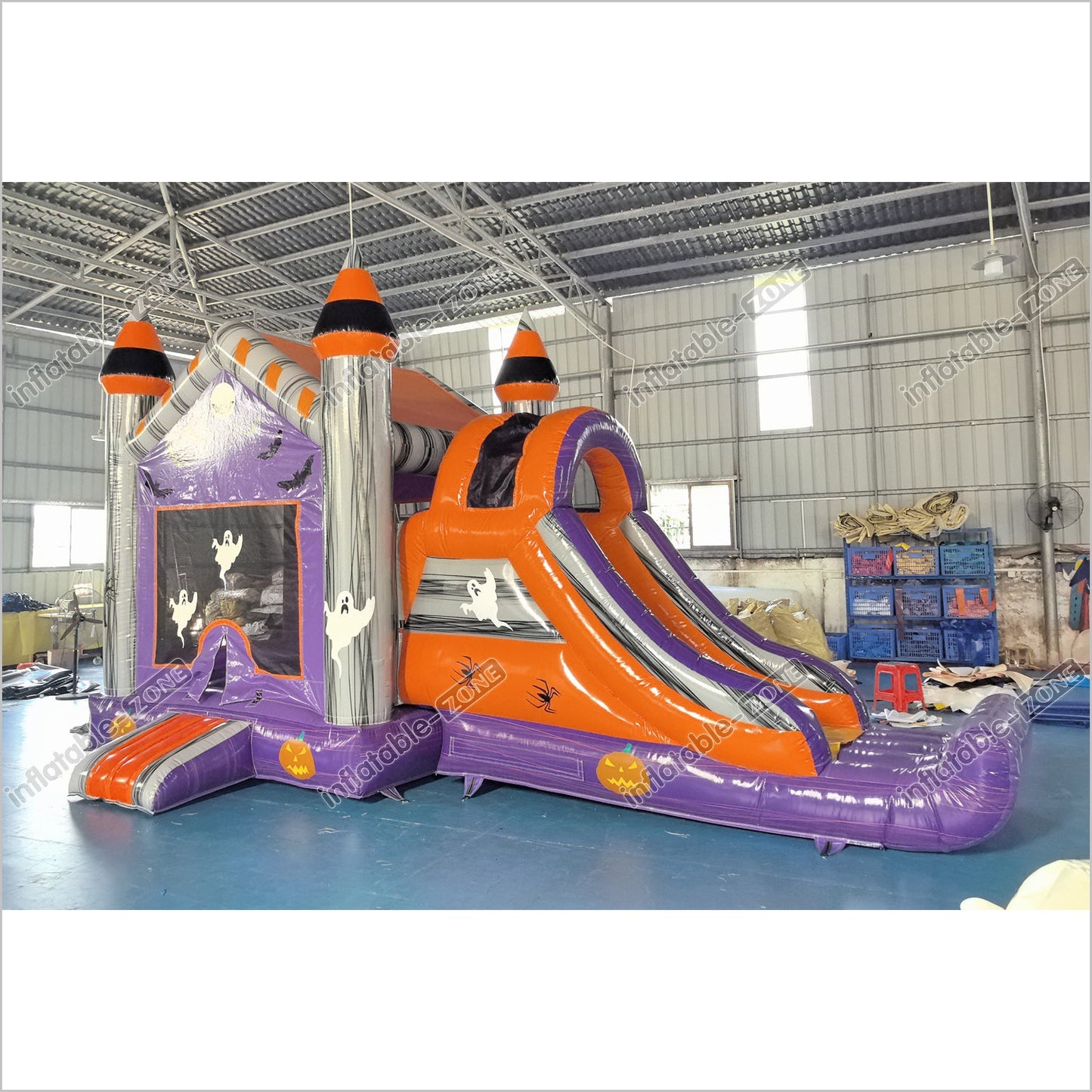 Bounce House Halloween Happy Hop Inflatable Slide Ghost On Pumpkin Bouncy Castle Slide Combo For Sale - Inflatable-Zone