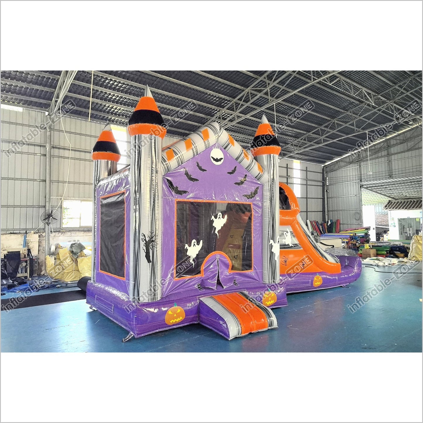 Bounce House Halloween Happy Hop Inflatable Slide Ghost On Pumpkin Bouncy Castle Slide Combo For Sale - Inflatable-Zone