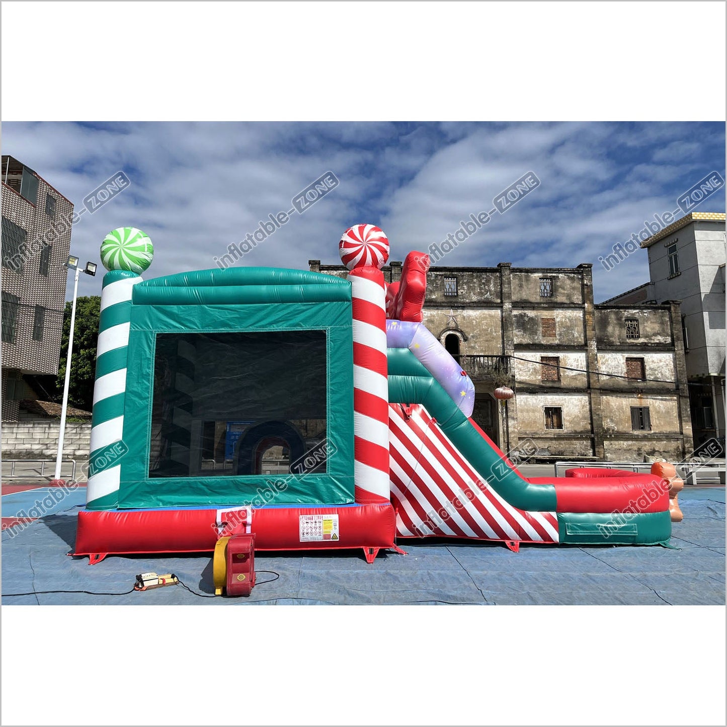 Candy Cane Christmas Tree Inflatable Bounce House With Water Slide Combo Game Bouncy Castle And Slide Hire - Inflatable-Zone