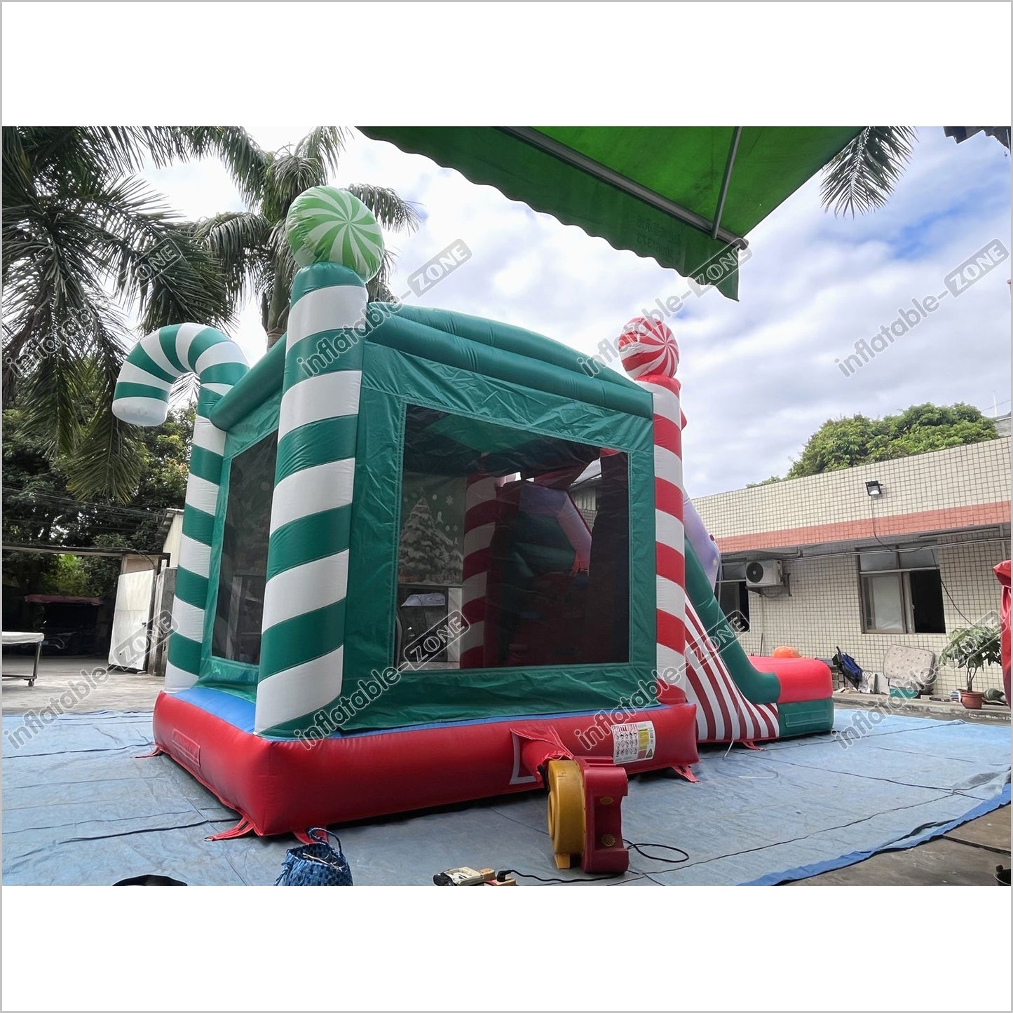 Candy Cane Christmas Tree Inflatable Bounce House With Water Slide Combo Game Bouncy Castle And Slide Hire - Inflatable-Zone