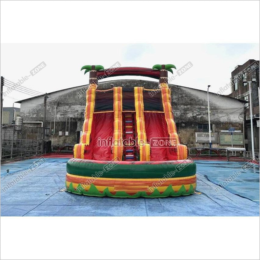 Tropical Wave Double Splash Water Slide Inflatable Jumpers Commercial Swimming Pool With Slide Inflatable For Playground - Inflatable-Zone