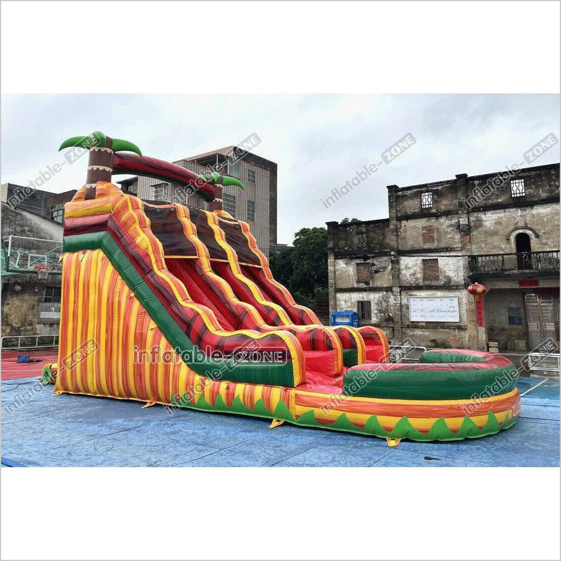 Tropical Wave Double Splash Water Slide Inflatable Jumpers Commercial Swimming Pool With Slide Inflatable For Playground - Inflatable-Zone