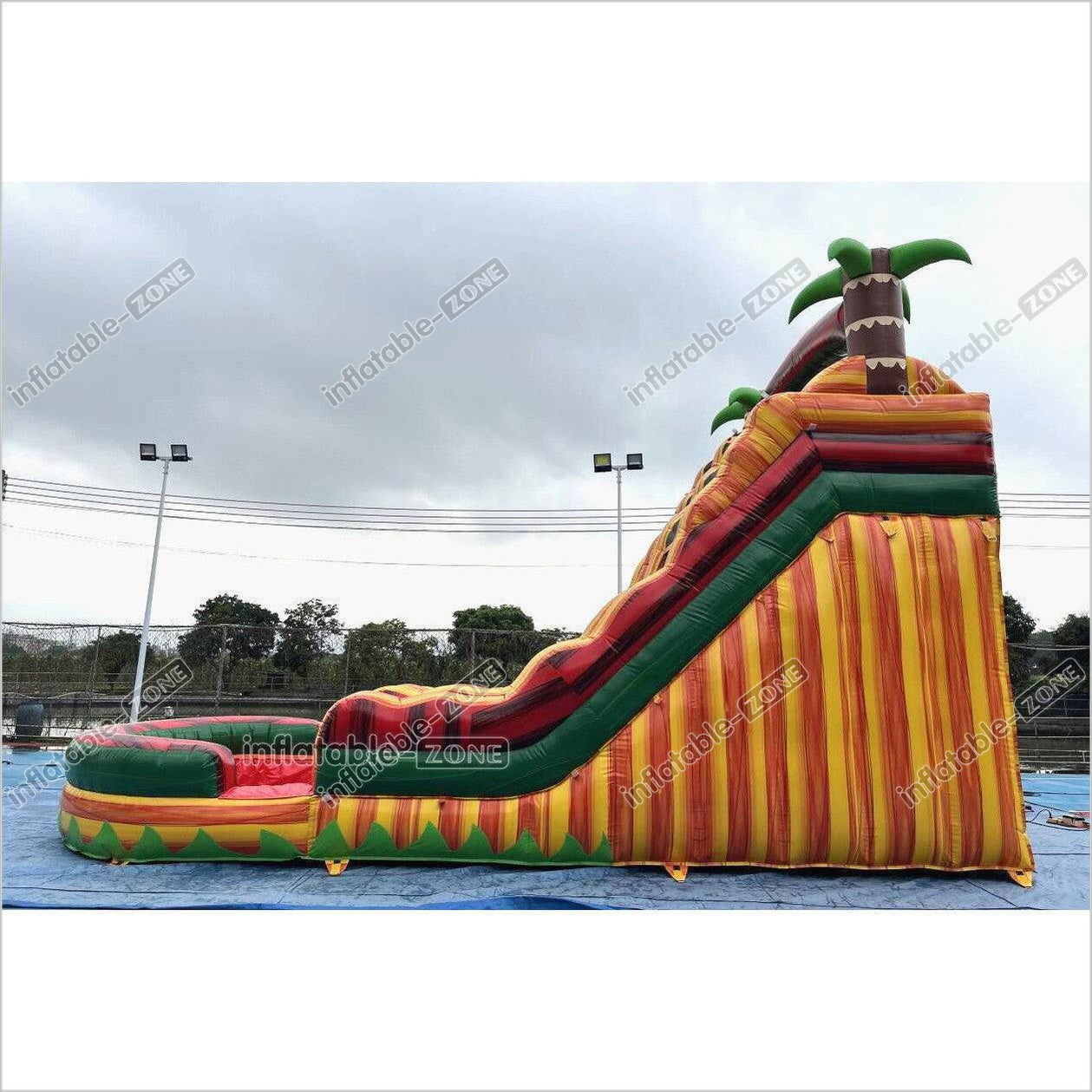 Tropical Wave Double Splash Water Slide Inflatable Jumpers Commercial Swimming Pool With Slide Inflatable For Playground - Inflatable-Zone