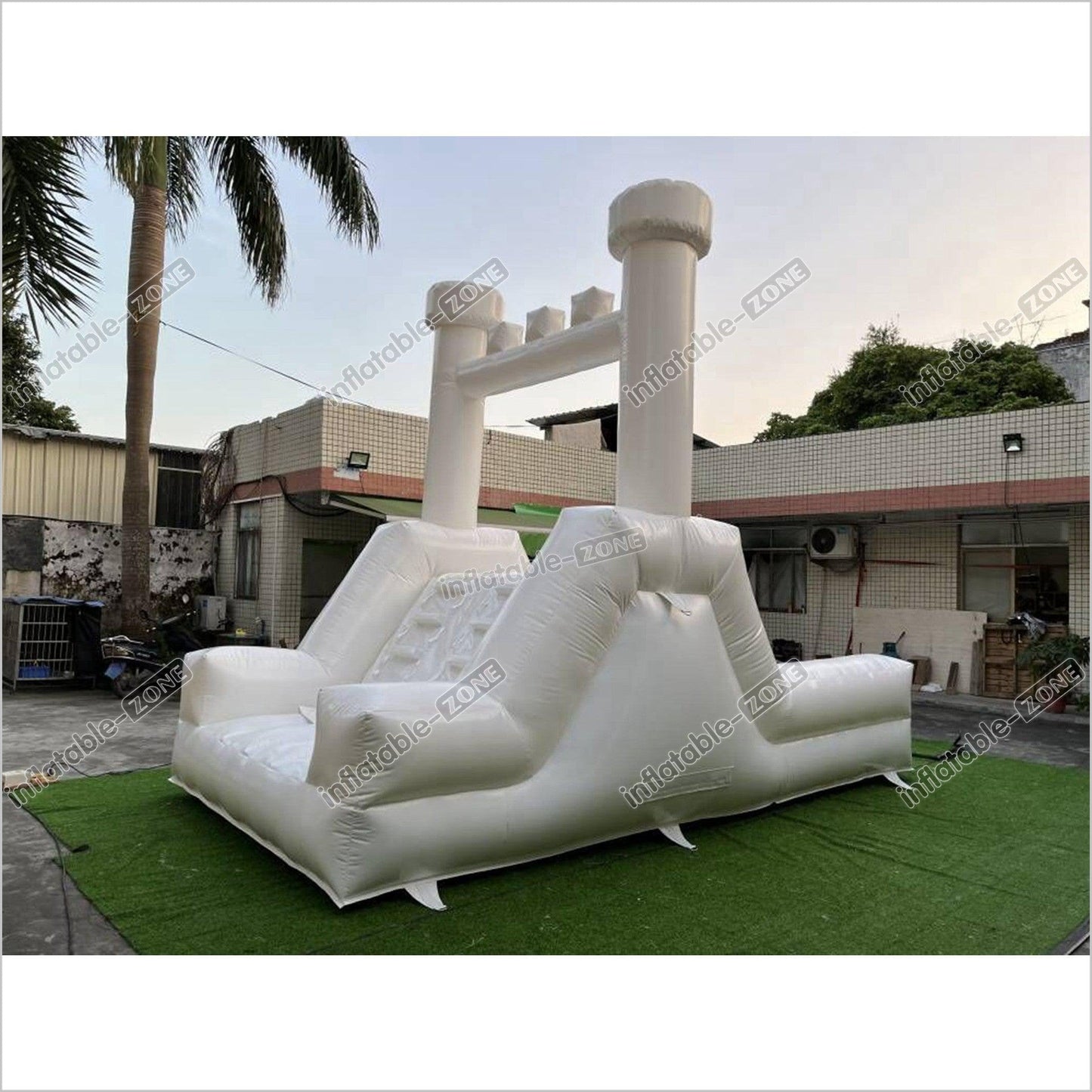 Inflatable White Bounce House With Slide Castle Wedding Jumping Castle - Inflatable-Zone