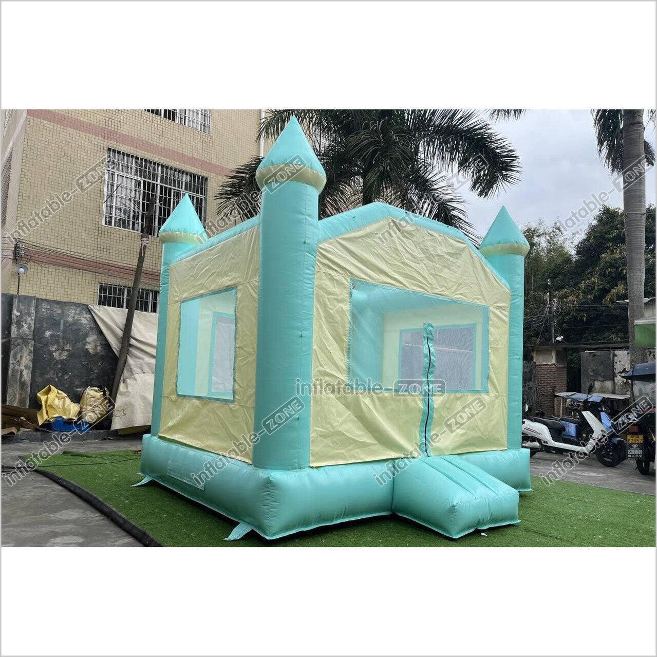 Fun Green Bouncy Castle With Small Slide Best Outdoor Inflatable Bounce House For Backyard Party Equipment - Inflatable-Zone