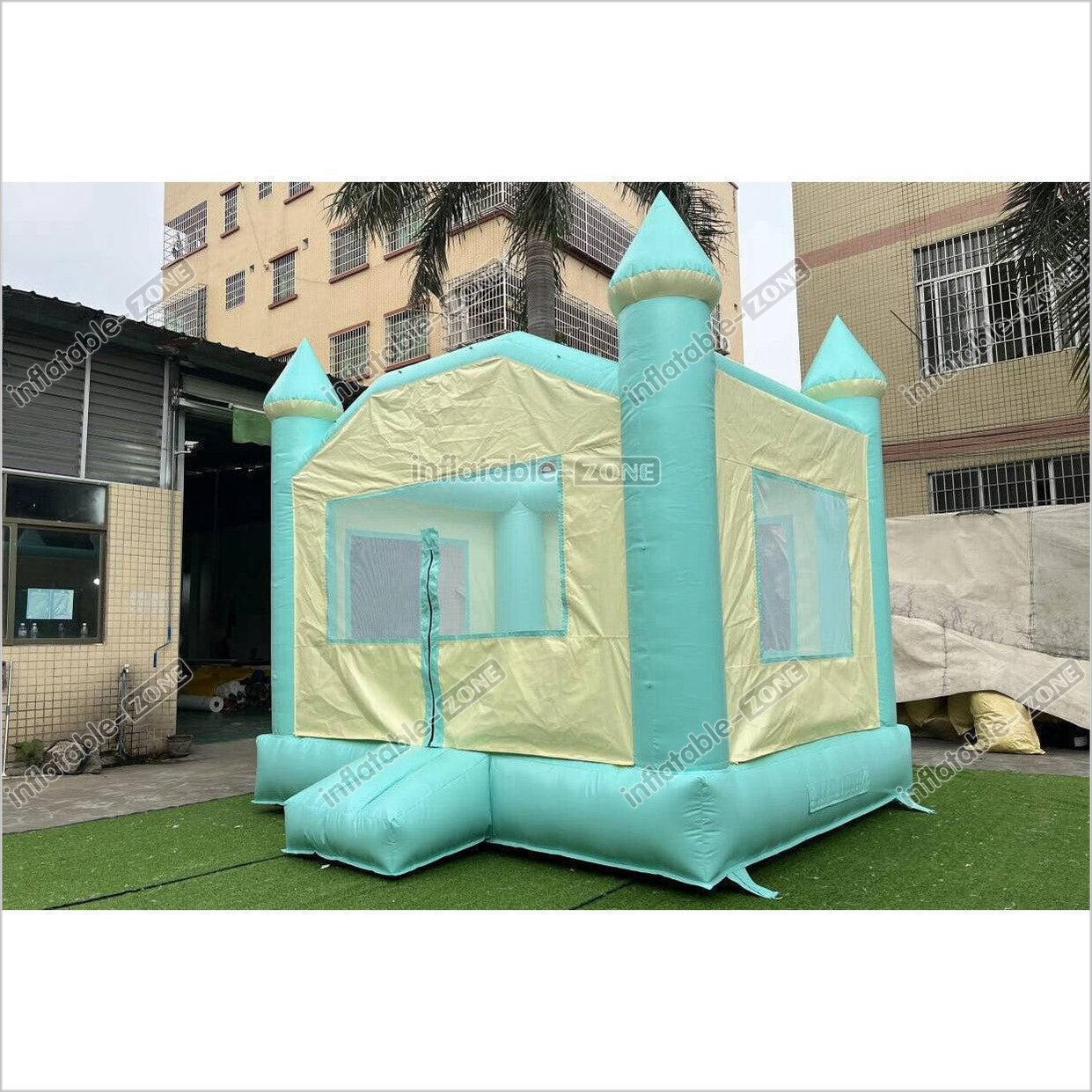 Fun Green Bouncy Castle With Small Slide Best Outdoor Inflatable Bounce House For Backyard Party Equipment - Inflatable-Zone