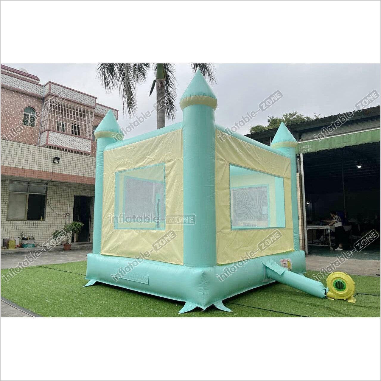 Fun Green Bouncy Castle With Small Slide Best Outdoor Inflatable Bounce House For Backyard Party Equipment - Inflatable-Zone