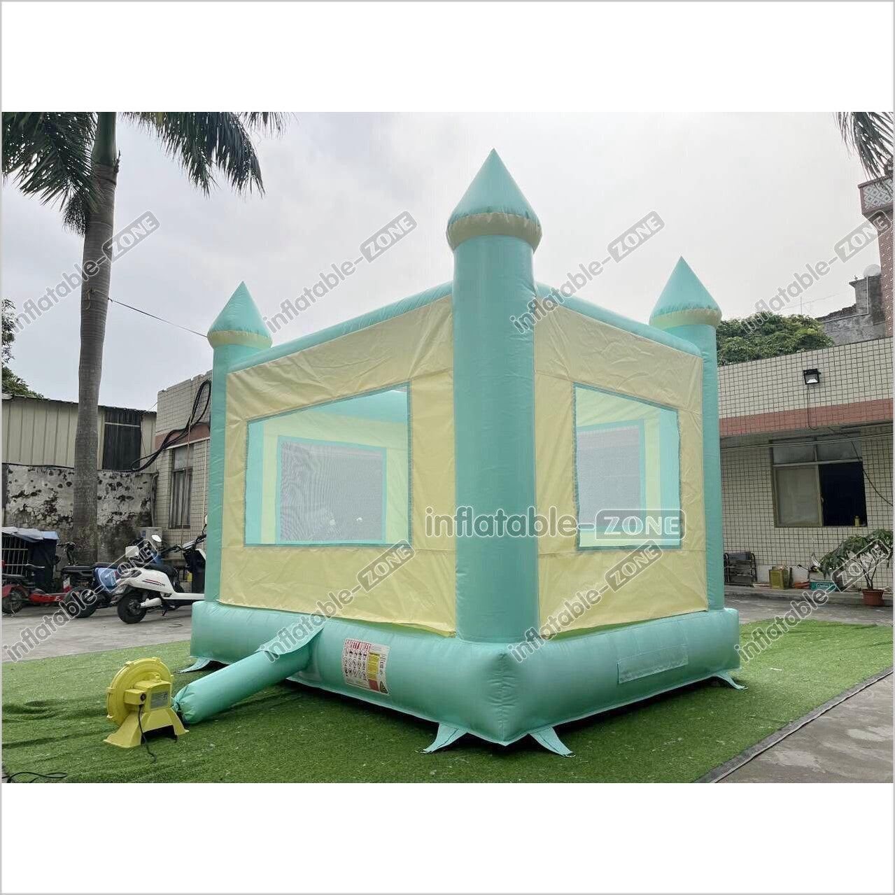Fun Green Bouncy Castle With Small Slide Best Outdoor Inflatable Bounce House For Backyard Party Equipment - Inflatable-Zone