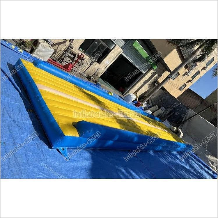 Blue And Yellow Tumbling Mat For Cheerleading Flipping Skills, Air Track Inflatable Gymnastics Mat - Inflatable-Zone