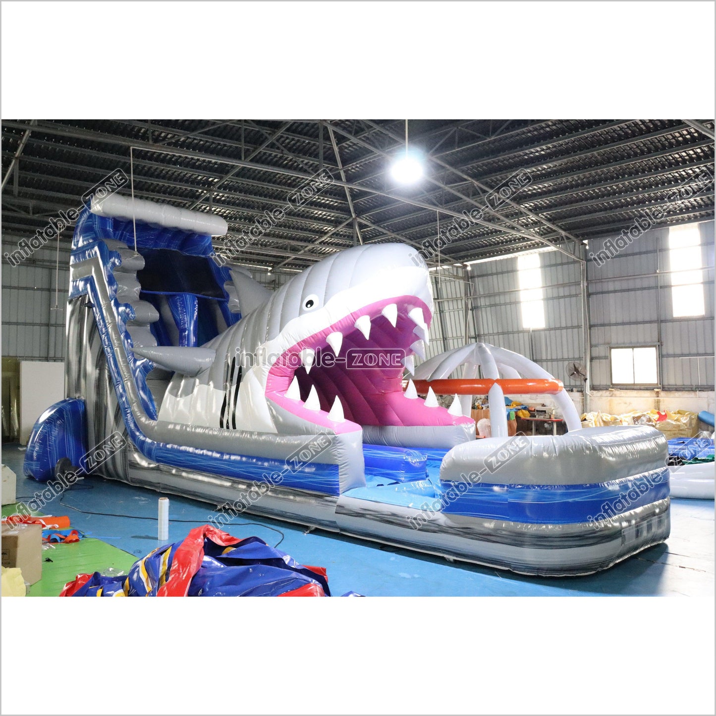 Happy Hop Inflatable Shark Slide Party Blow Up Commercial Inflatable Water Slide With Pool - Inflatable-Zone