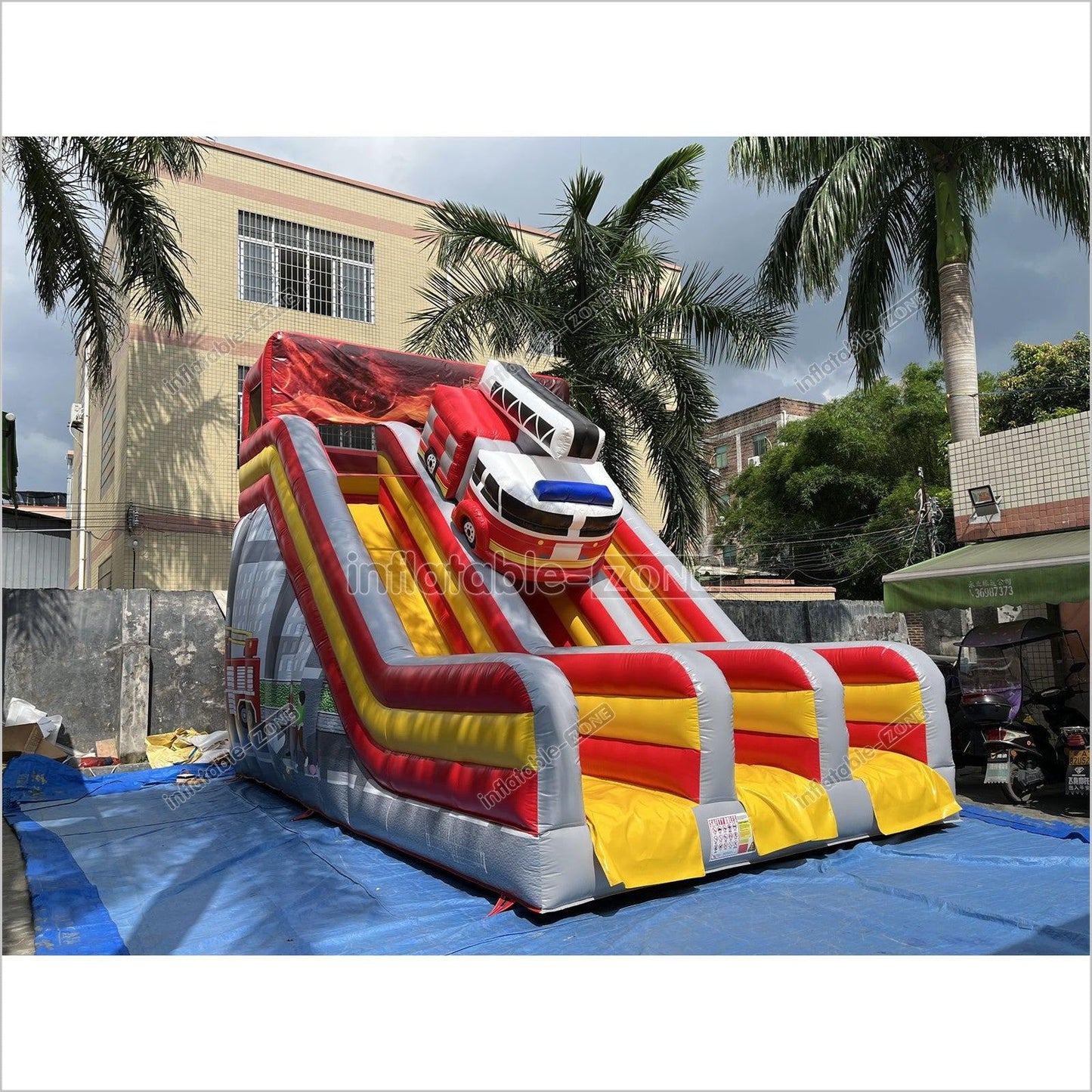 Inflatable Fire Truck Slide Jumper House Car Inflatable Dry Slide - Inflatable-Zone