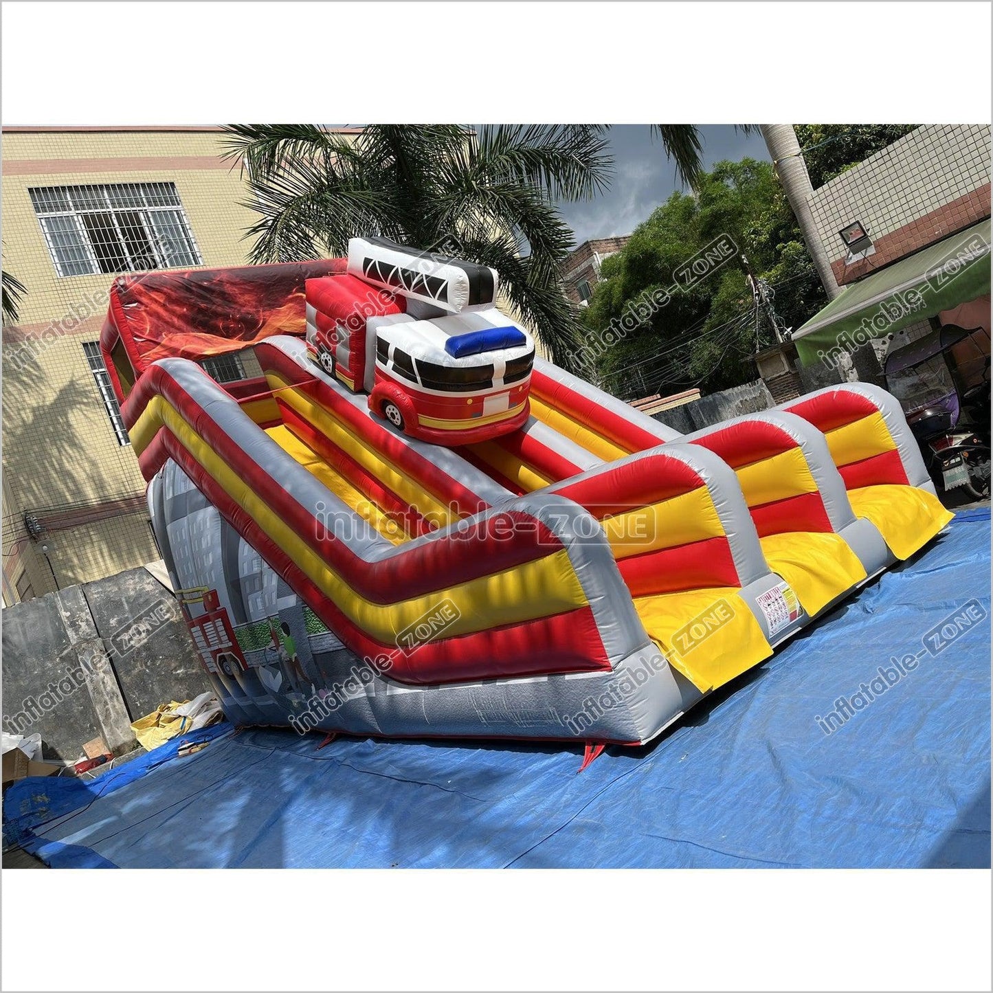 Inflatable Fire Truck Slide Jumper House Car Inflatable Dry Slide - Inflatable-Zone