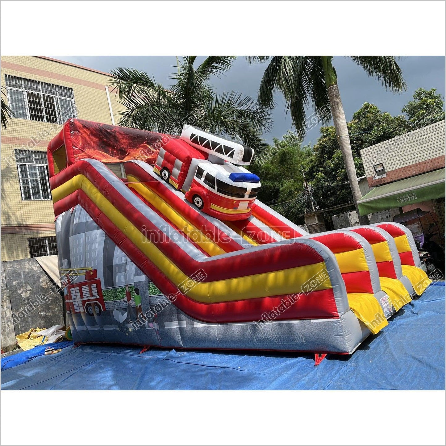Inflatable Fire Truck Slide Jumper House Car Inflatable Dry Slide - Inflatable-Zone