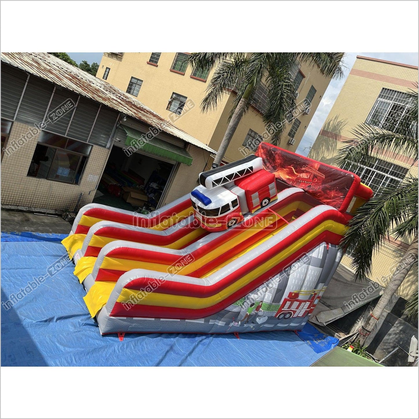 Inflatable Fire Truck Slide Jumper House Car Inflatable Dry Slide - Inflatable-Zone