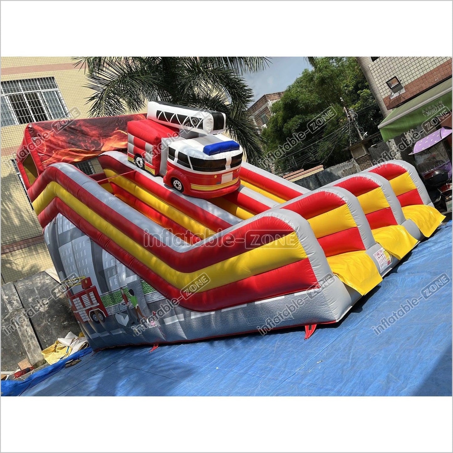 Inflatable Fire Truck Slide Jumper House Car Inflatable Dry Slide - Inflatable-Zone