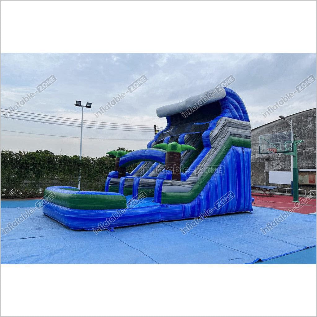 Tropical Water Slide Bounce House Wet Dry Blow Up Bouncy Castle Party Inflatable With Pool - Inflatable-Zone