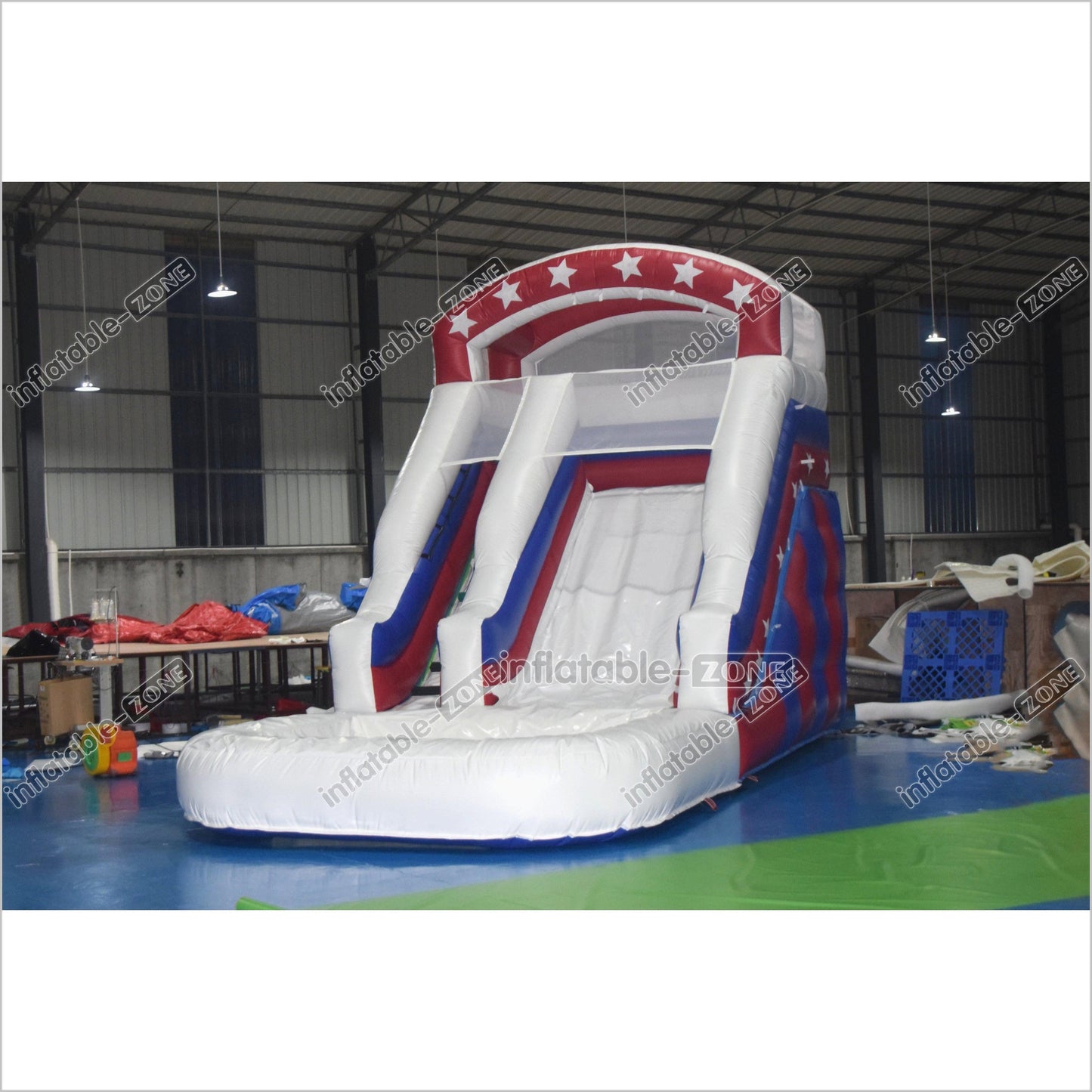 Happy Hop Inflatable Stars And Moonwalks Waterslide Single Lane Inflatable Water Slide With Pool - Inflatable-Zone