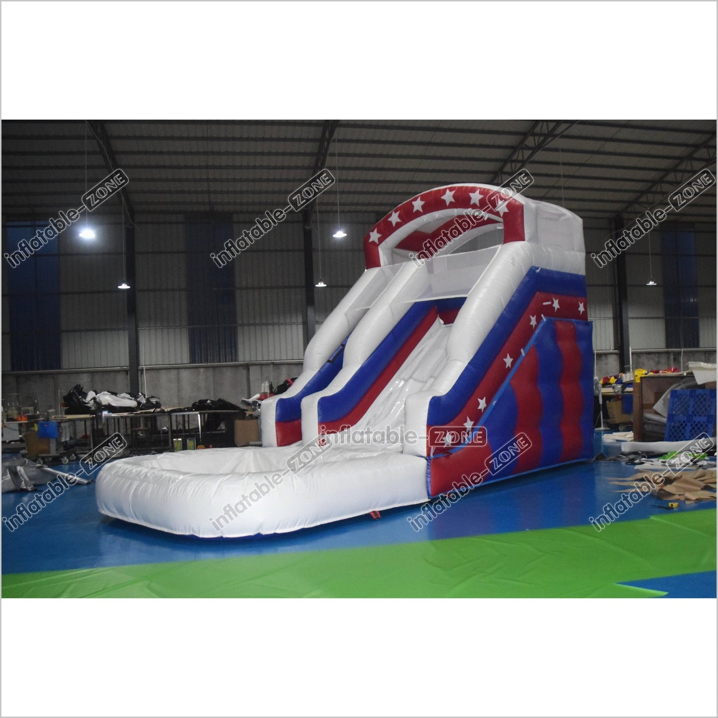 Happy Hop Inflatable Stars And Moonwalks Waterslide Single Lane Inflatable Water Slide With Pool - Inflatable-Zone