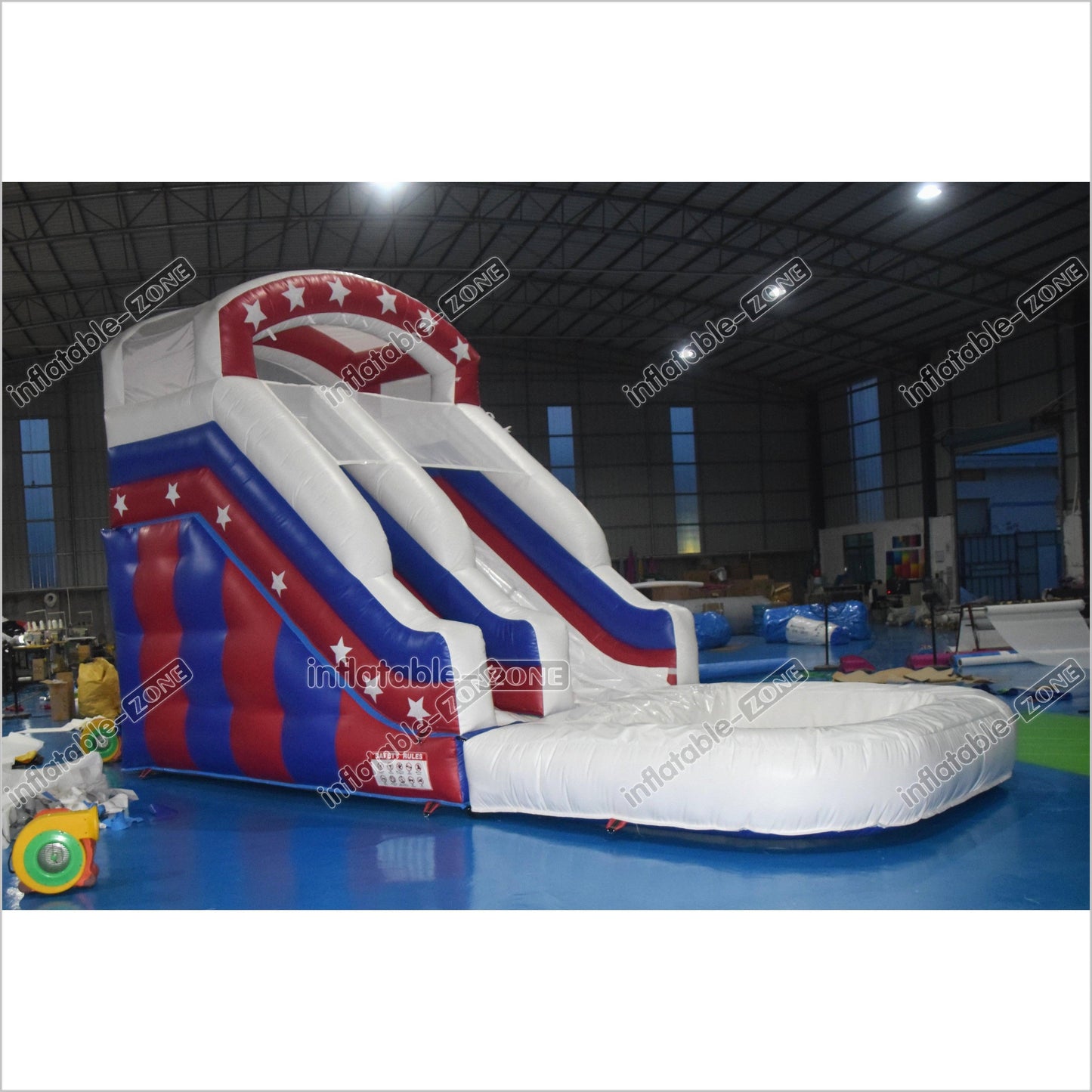 Happy Hop Inflatable Stars And Moonwalks Waterslide Single Lane Inflatable Water Slide With Pool - Inflatable-Zone