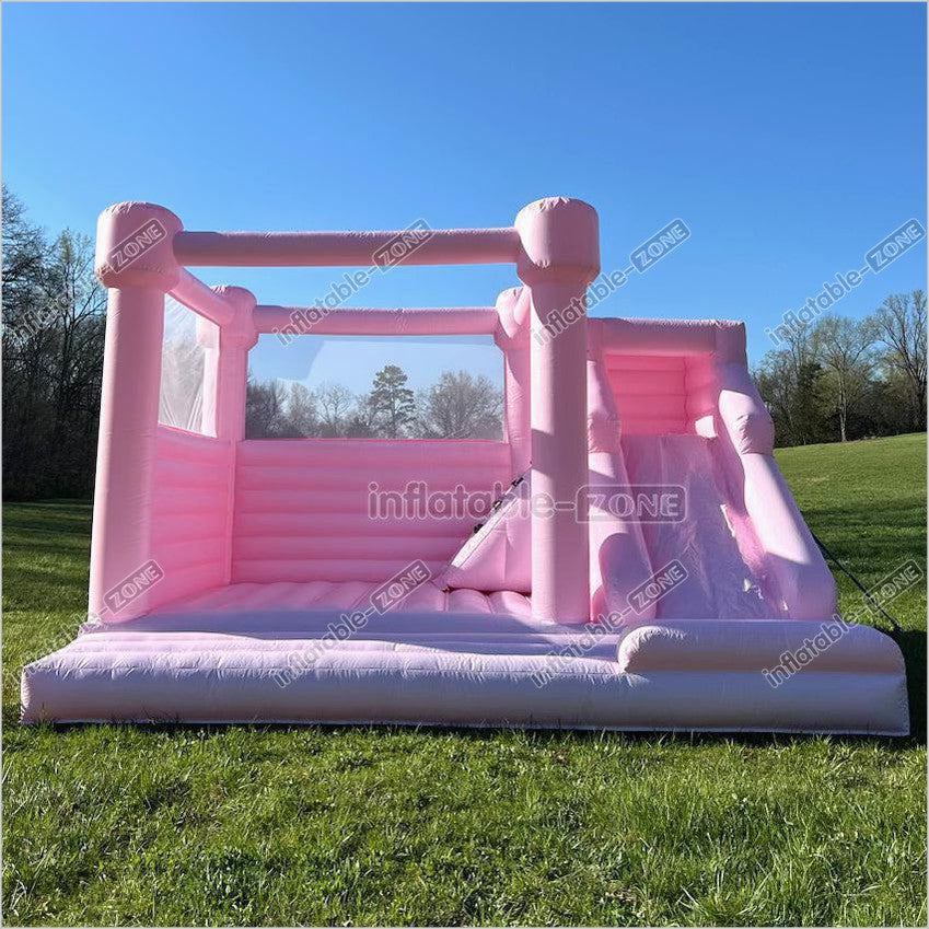 Pink Jumping Castle Inflatable Princess Jump And Slide Dry Bouncer Combo Bounce House In Front Yard - Inflatable-Zone