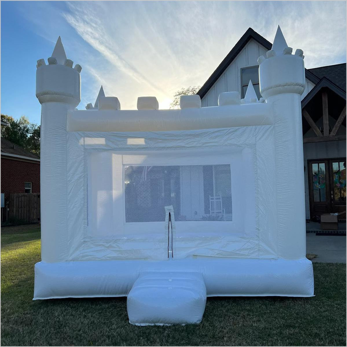 White Bouncer Jumping Inflatable Wedding Bouncy Castle White Bounce House - Inflatable-Zone