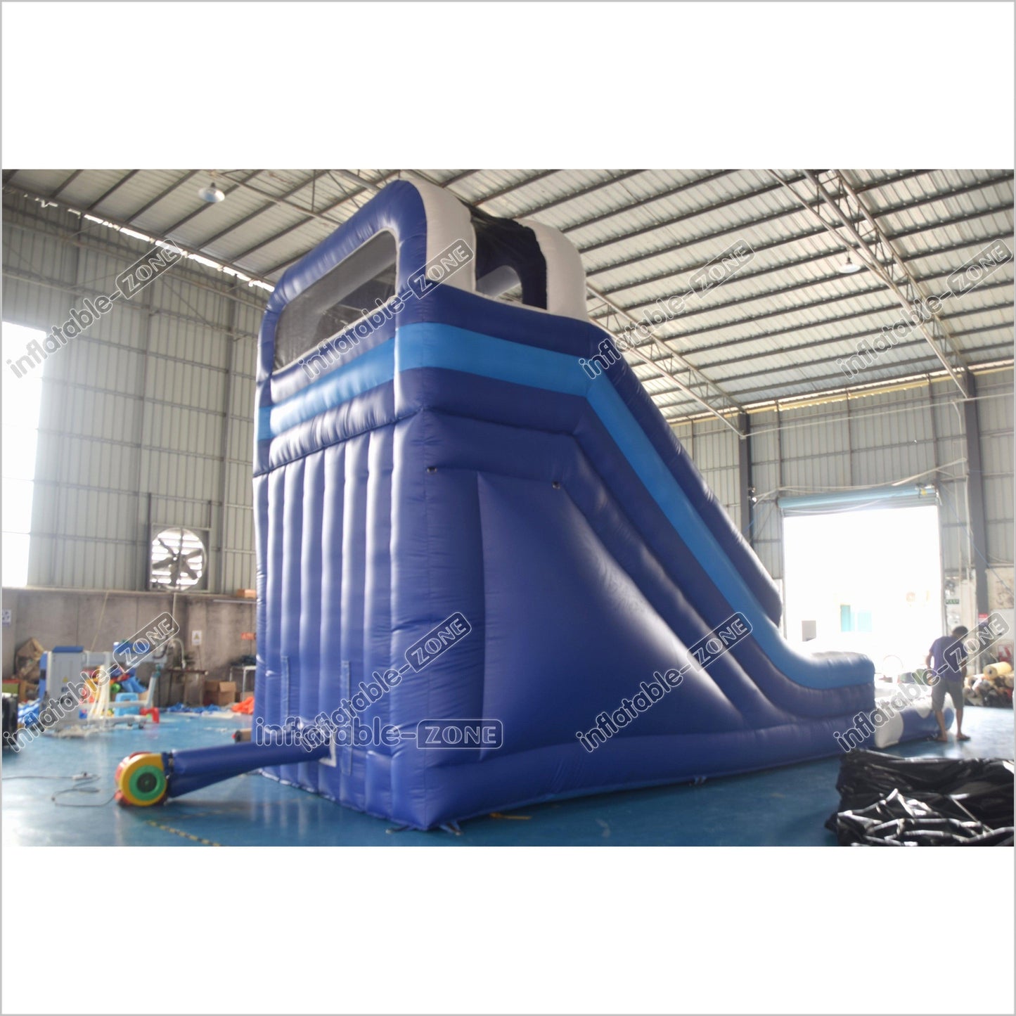 Large Commercial Single Lane Waterslide Blue And White Inflatable Water Slide Jumping Castle Swimming Pool - Inflatable-Zone