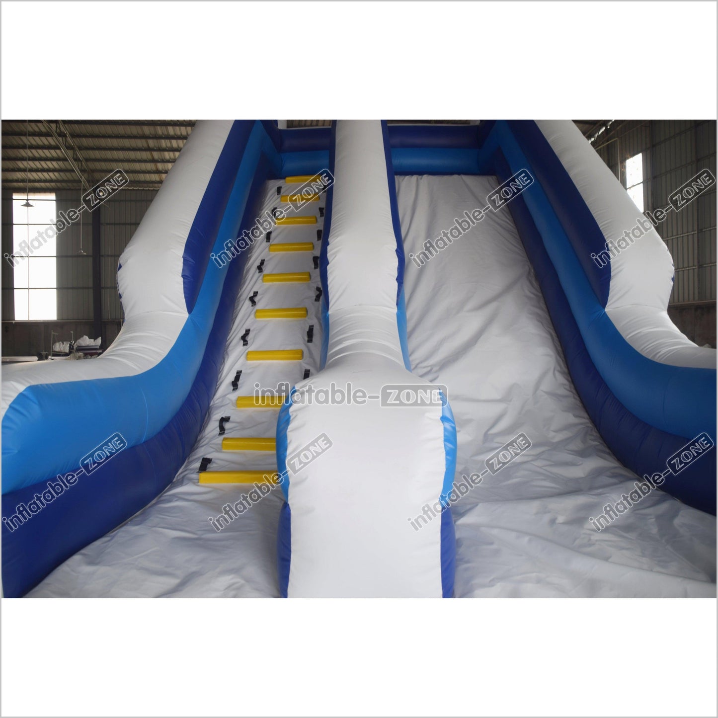 Large Commercial Single Lane Waterslide Blue And White Inflatable Water Slide Jumping Castle Swimming Pool - Inflatable-Zone