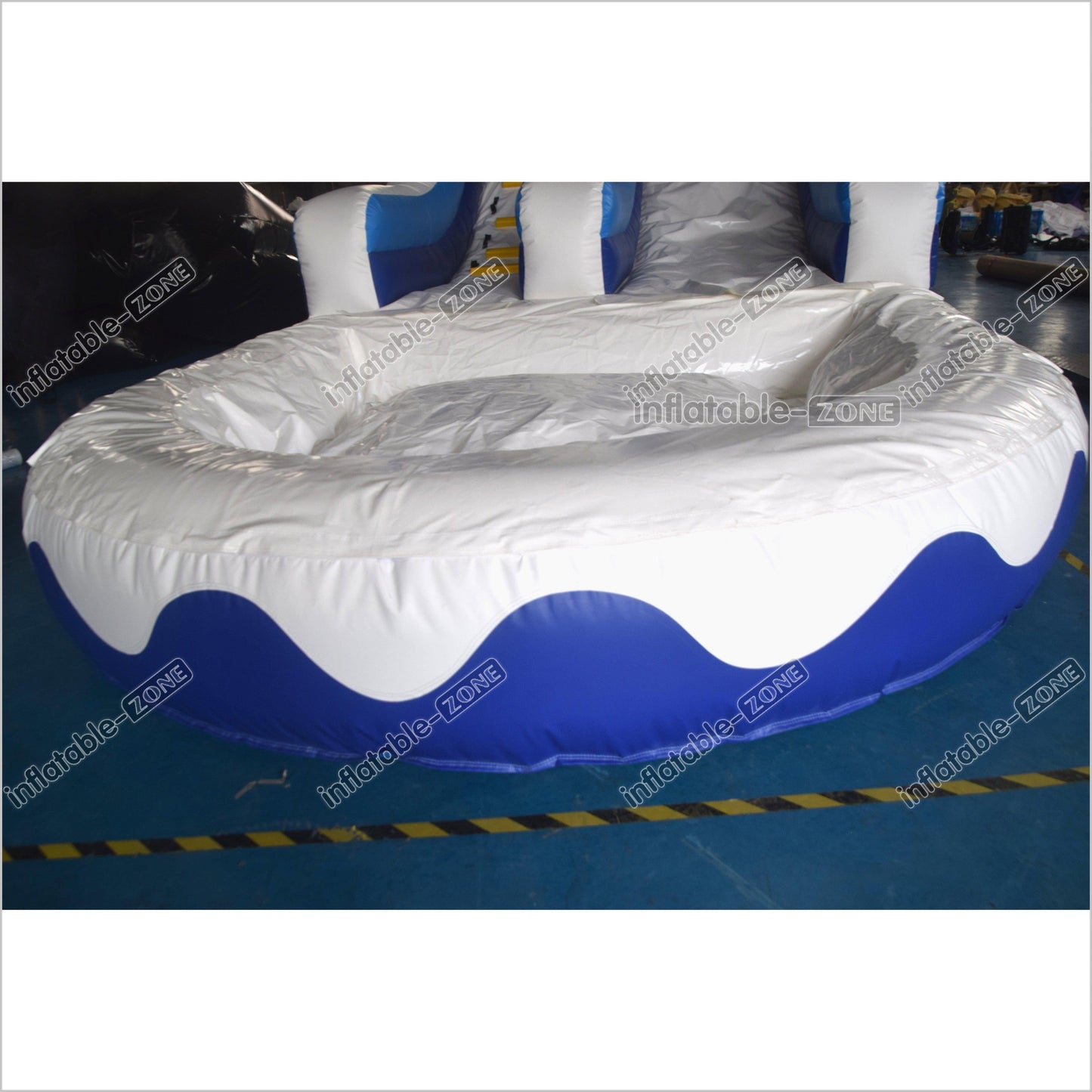 Large Commercial Single Lane Waterslide Blue And White Inflatable Water Slide Jumping Castle Swimming Pool - Inflatable-Zone